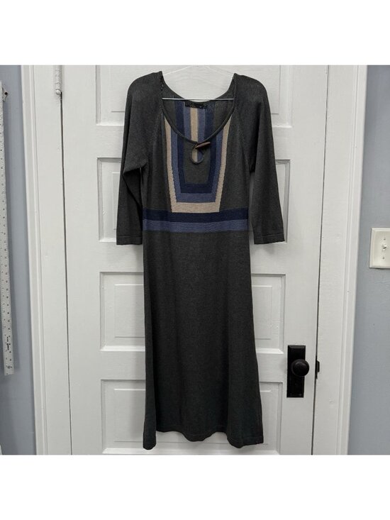 Prana Dresses & Skirts - prAna Yarrah Sweater Dress M Gray 100% Organic Cotton Knit Keyhole
